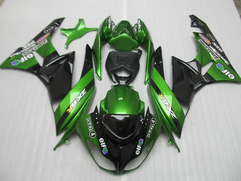 

Free customize Fairing kits for Kawasaki ZX 6R 2009 2010 2011 2012 NINJA zx6r 09-12 green black ABS motorcycle fairings set VB20