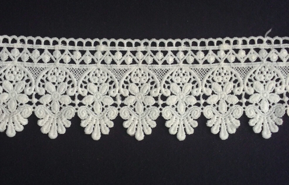 

6cm wide milk fibre flower embroidery lace trim,Eco-Friendly soft touch flower lace trimmings XERYzx150422-14