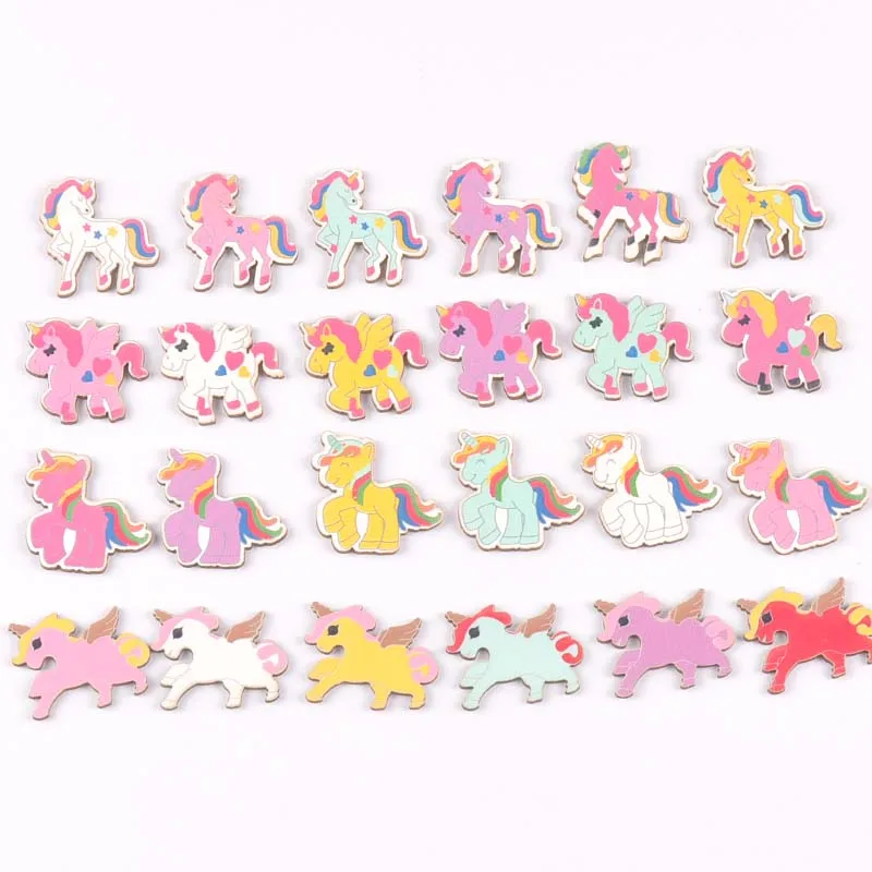 

20Pcs mix Single-horned horse wood slices DIY Craft Scrapbooking Accessories for Home Decor Unfinished wooden Ornament M2195