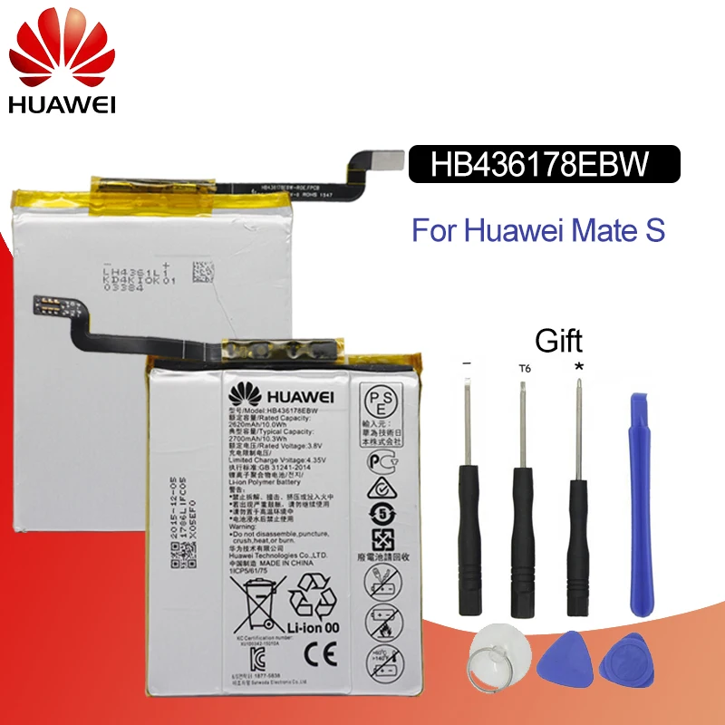 

Hua Wei Original Phone Battery HB436178EBW For Huawei Mate S CRR-CL00 UL00 2700mAh Replacement Phone Batteries Free Tools