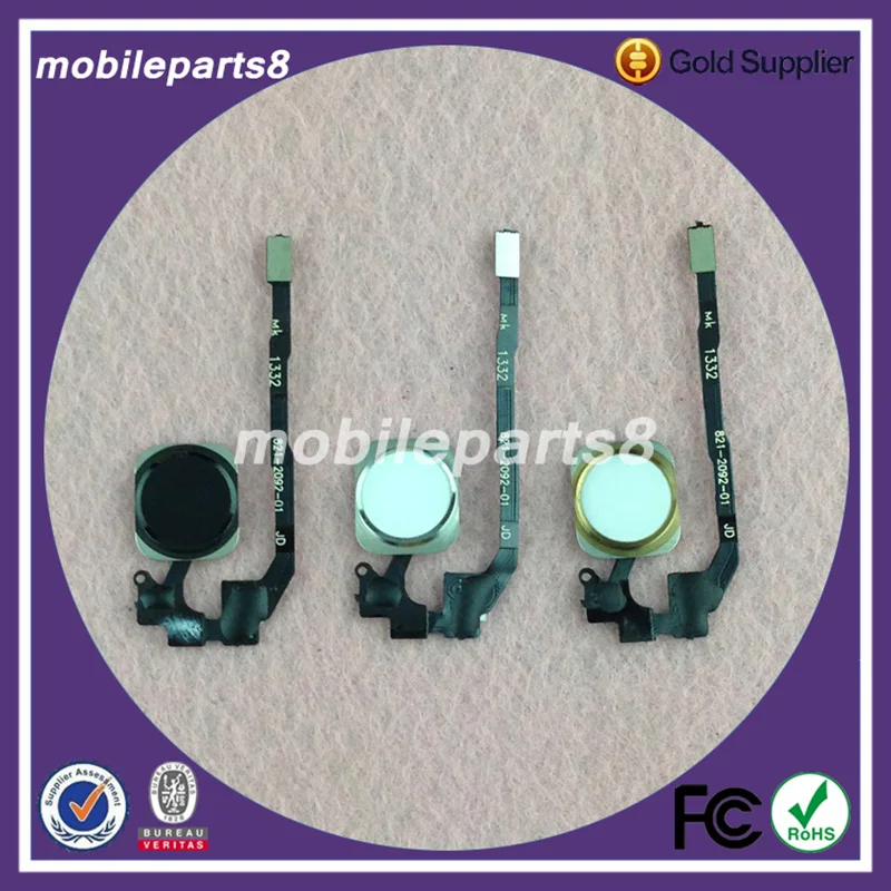 

DHL Free Shipping 5S Home Button Flex Cable Assembly for iPhone 5S home button with flex cable complete black or white or gold