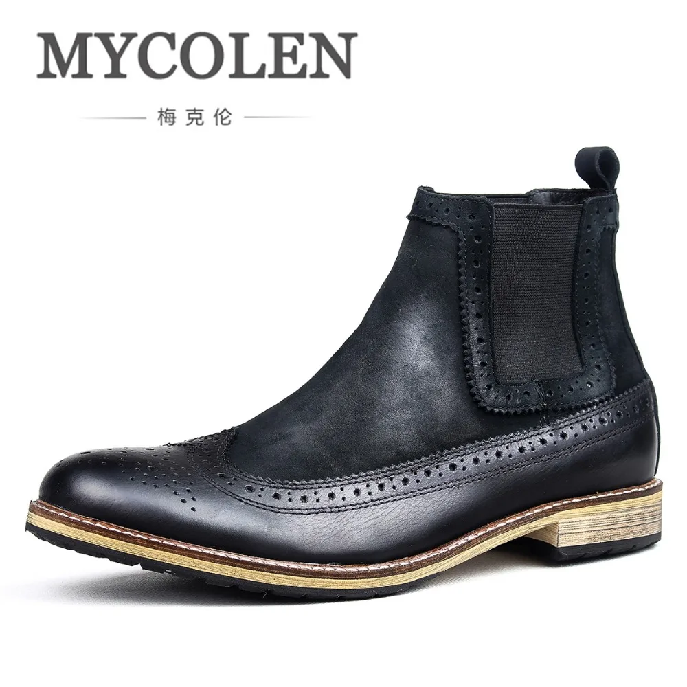 

MYCOLEN Men Luxury Designer Boots Fashion Black Chelsea Boots Casual Slip-On Waterproof Ankle Boots Moccasins Winter Shoes Men