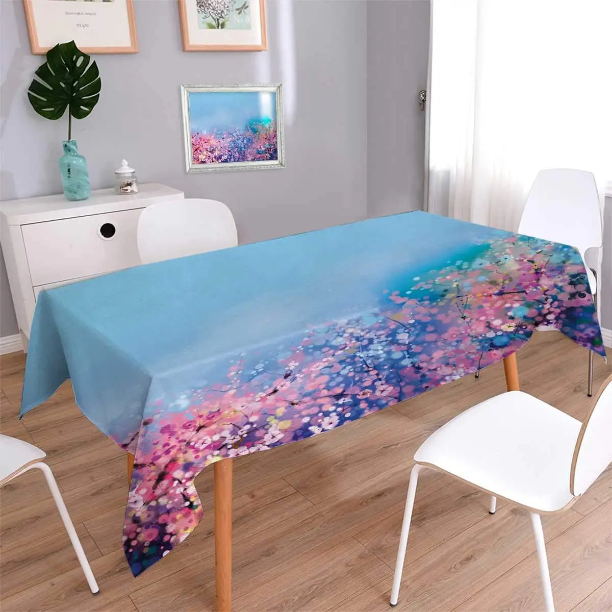 Flower Table Cover Retro Cherry Blossom Petal Perennial Herb Botanic