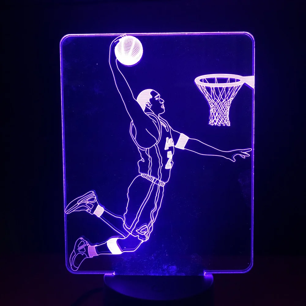 Футболка с надписью Lebron James светодиодный Ночной светильник сенсорный Сенсор RBG декоративный светильник Sport ребенок малыш подарок баскетбол настольная лампа Спальня Джеймс Dunk - Испускаемый цвет: kobe