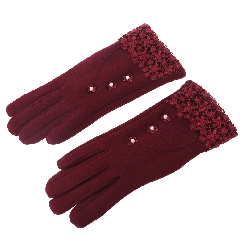 Элегантные женские зимние перчатки с сенсорным экраном Модные женские теплые митенки для пальцев - Цвет: NO.D-MN