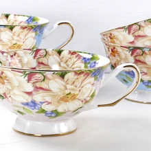 200 мл, костяного фарфора Цветочная Красивая кофейная кружка, маленькая кофейная чашка, таза Гато кафе капучино чашка для латте, настоящий креативный подарок, милый