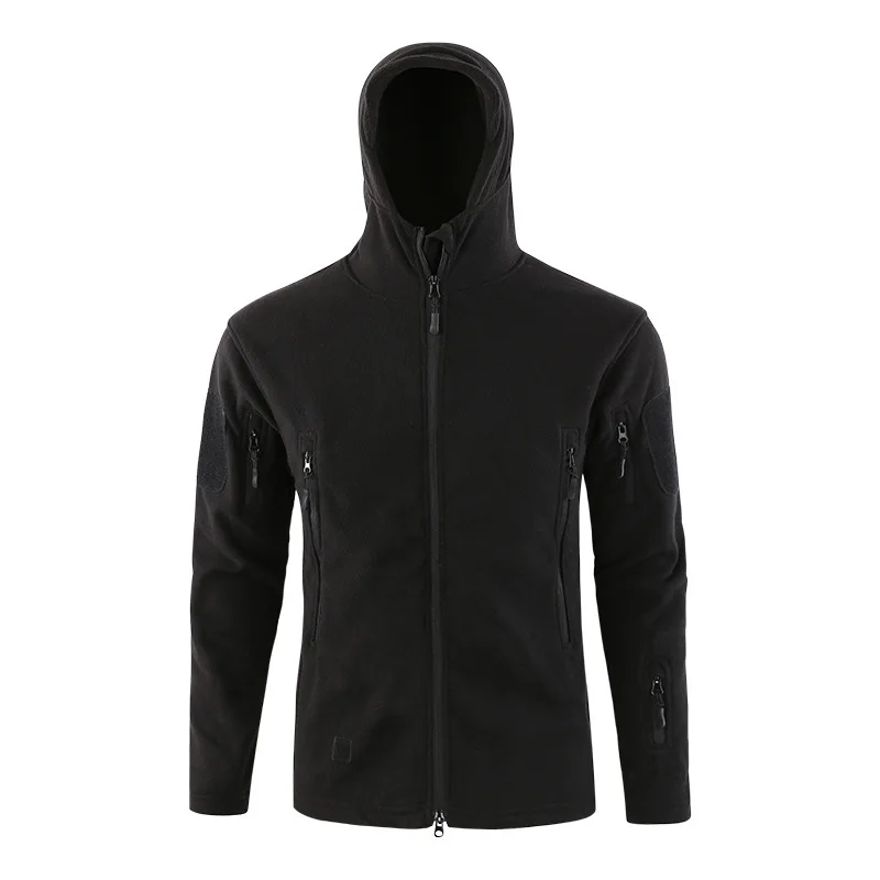 Городская тактическая флисовая Толстая теплая дышащая камуфляжная куртка мужская зимняя уличная походная альпинистская велосипедная теплая ветрозащитная куртка - Цвет: black