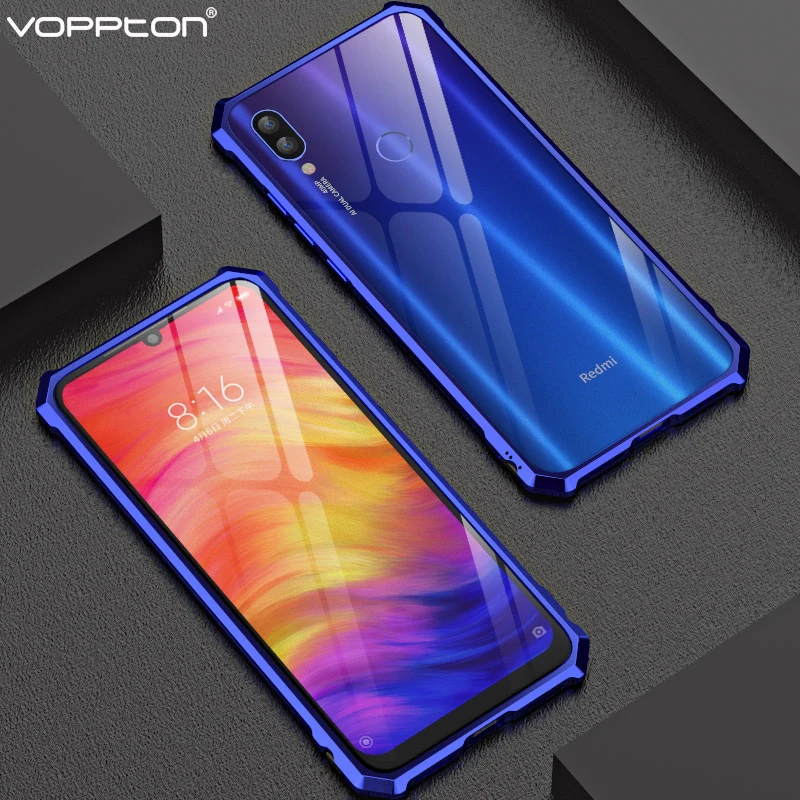 Металлический бампер для Xiaomi Redmi Note 7 чехол телефона тонкий жесткий Броня