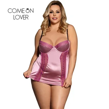 

Comeonlover Women's Nightgown Sexy Nighty Babydoll Lingerie Sleepwear Plus Size Silk Satin Lace Stitching Sexy Nightgown RI80394