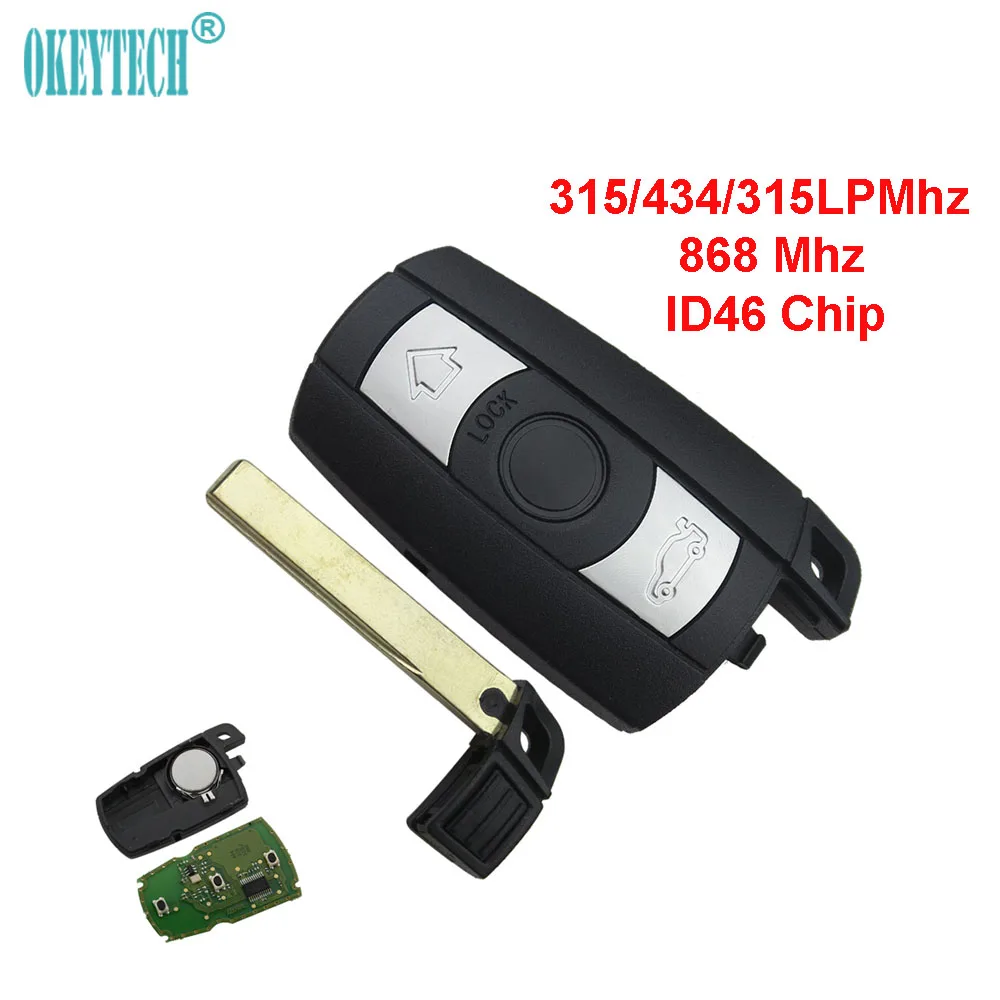 

OkeyTech for BMW Key Smart Card Remote Key Fob CAS3 315/434/315LPmhz 868Mhz 3 Buttons for BMW 3 5 Series With ID46 PCF7945 Chip