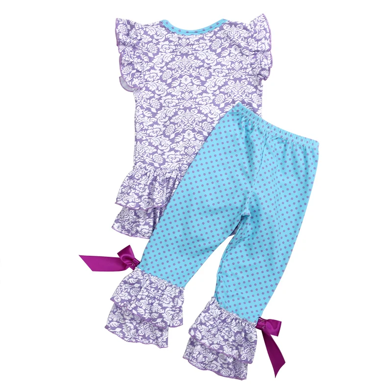 US $74.00 Kaiya Angel Toddler Kids Ruffle Clothes Baby Girl Deep Purple Bowknot Rabbit Outfits Tracksuit Kids Clothing Factory Wholesale