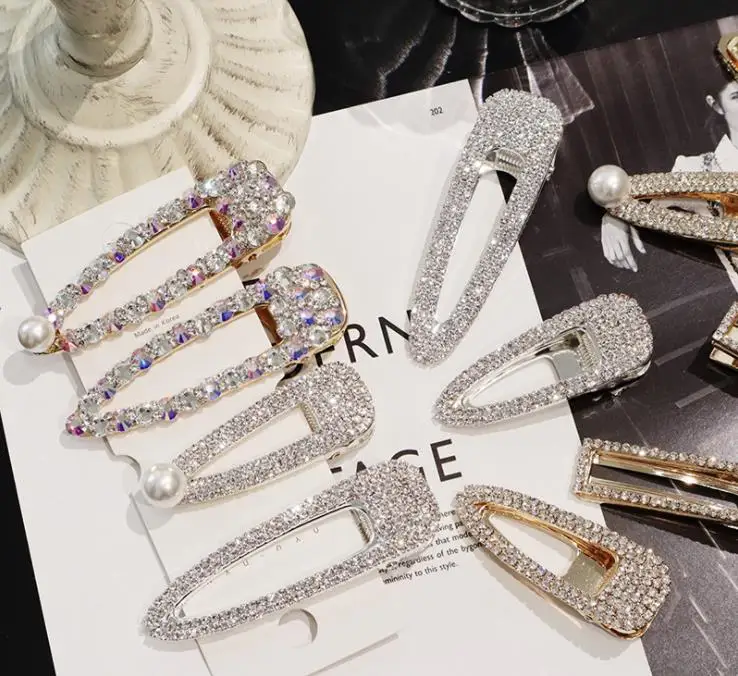 

Fashion uper flash luxury temperament full diamond Crystal Pearl Elegant Women Barrettes Hair Clip Hairgrips Hair Accessories