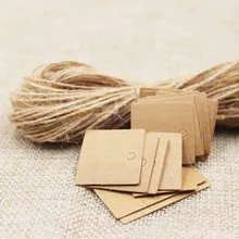 2.5*2.5cm Hand Made Small Gift Tags Kraft/black /white Jewelry Blank Hang Tag 50PCS Tags+50PCS Strings Accept custom logo