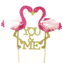 1 шт. с днем рождения Фламинго красная Вставка карты День рождения украшения торта Инструменты для тортов