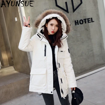 

AYUNSUE Winter Women's Jacket Loose Parka Large Size Military White Pink Jacket Korean Long Coat Woman Parkas Mujer 2020 KJ720