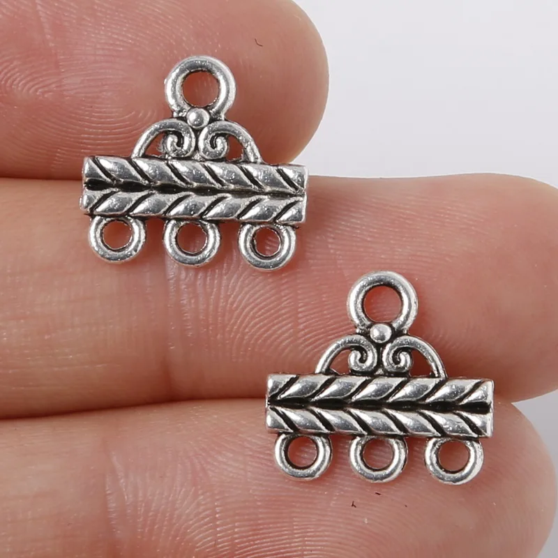 

13*14mm 14pcs Zinc Alloy Charms Antique Silver Plated Three Holes Connection Head Jewelry Findings Accessories Fit Jewelry DIY