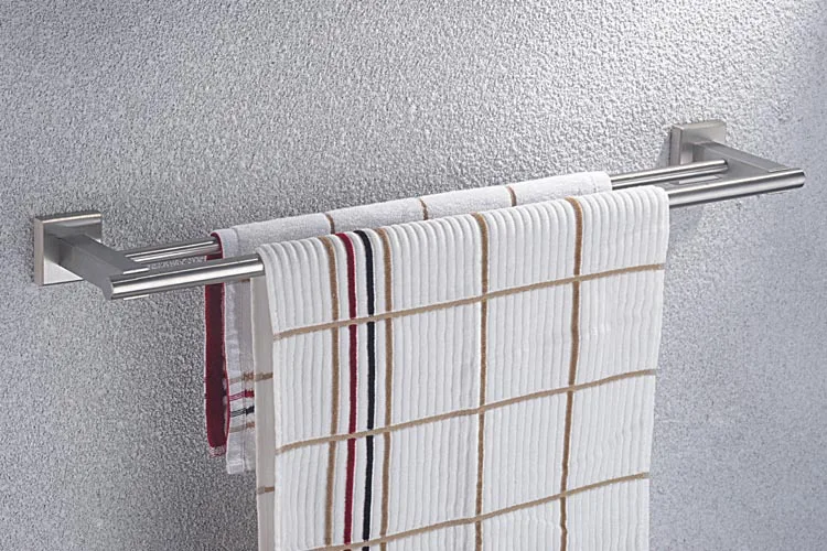

Free Shipping Bathroom Accessories Products Solid 304 Stainless Steel Nickel Brushed Double Towel Bars,Towel Holder SUS003