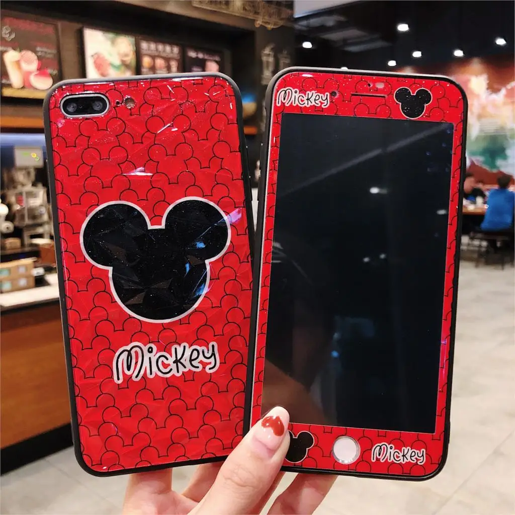 

Cartoon Pattern Phone Case For iPhone X XS Max XR Tempered Glass 3D Full Cover Screen Protector for iphone 7 8 Plus 6 6S