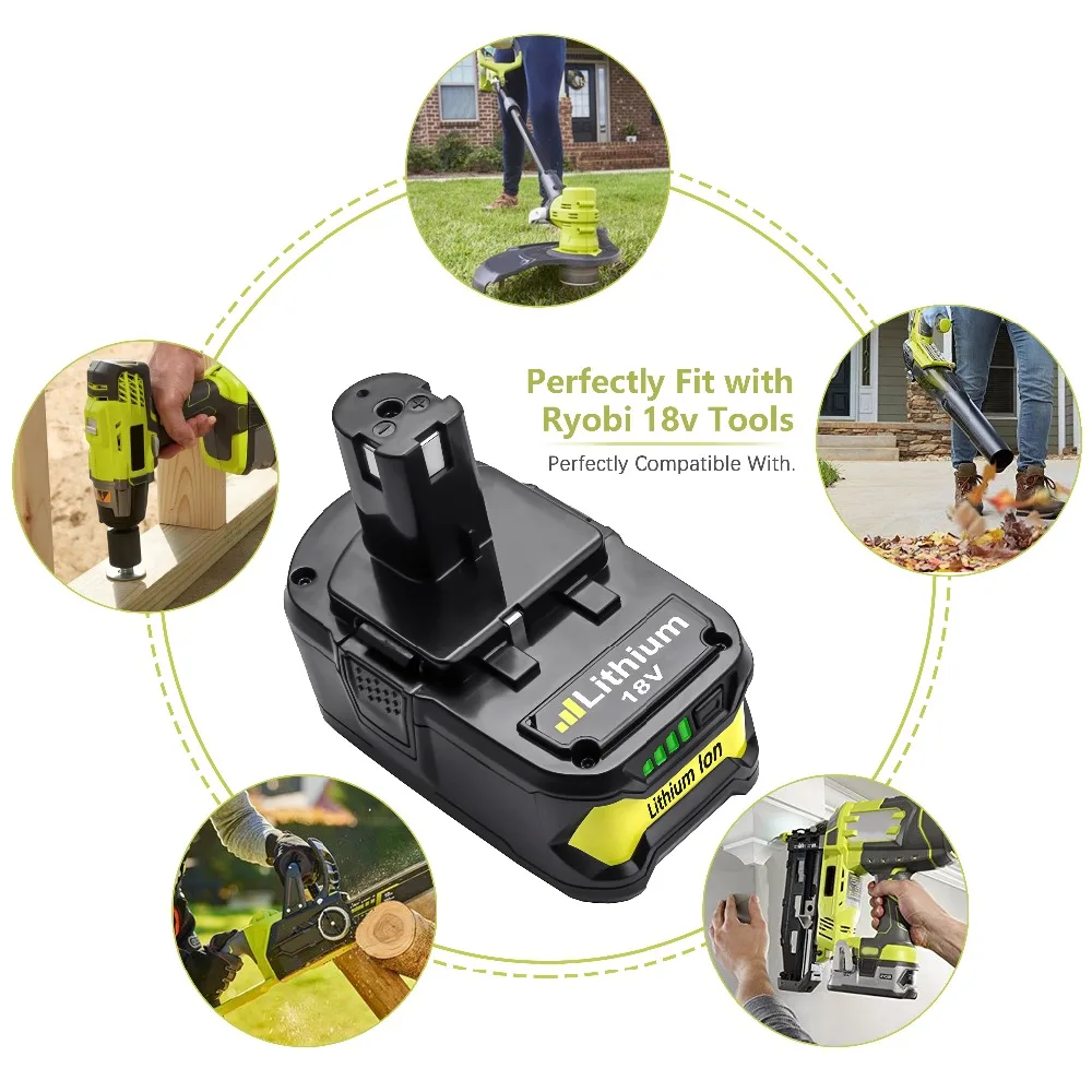 Powtree 18 в 4000 мАч для Ryobi Li-Ion P108 P 108 аккумуляторная батарея для Ryobi батарея RB18L40 P2000 P310 для BIW180 L30