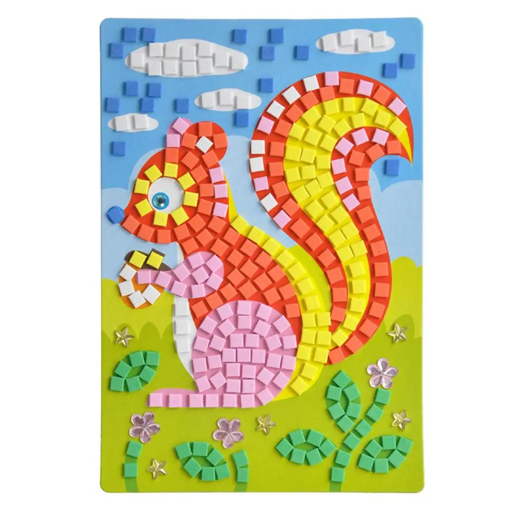 

12style 3D Cartoon EVA Mosaics Creative Sticker Craft Puzzle Game Kindergarten Baby Early Learning Educational Toys For Children