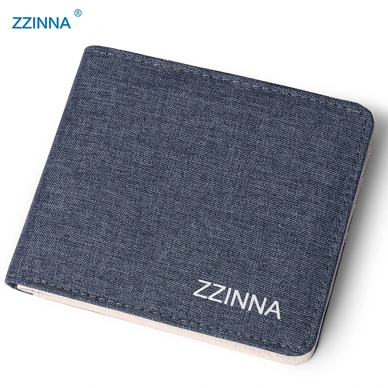 

ZZINNA Luxury Business Murse Short Wallet Simple Fashion Casual Style Light Dark Grey Bag for Men Card Holder Note Compartment