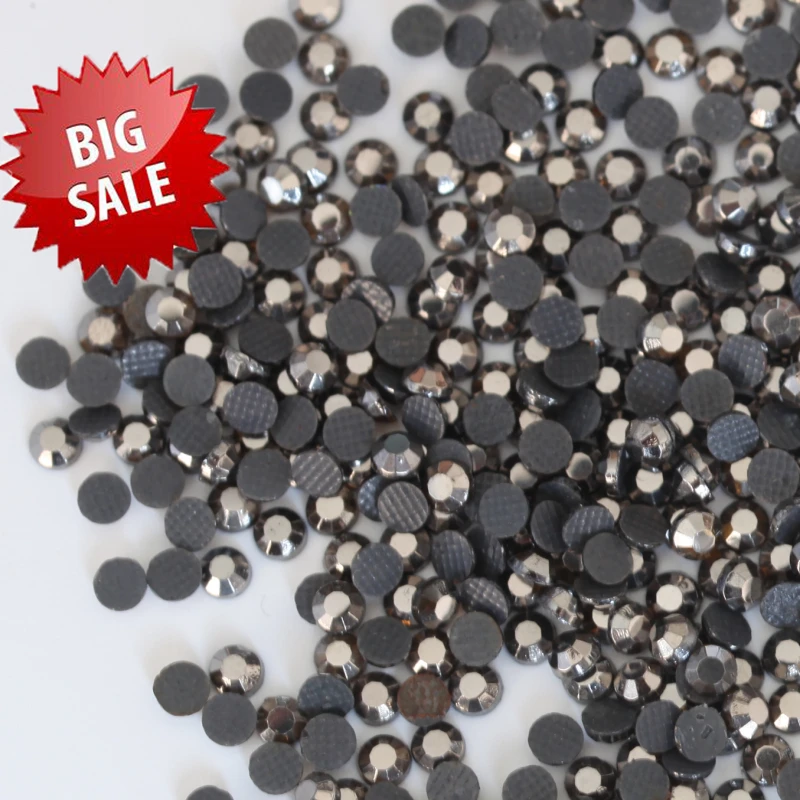 

Promotion! 1440pcs SS10 Hematite FlatBack DMC Hot Fix Rhinestones Glass Strass Iron On Hotfix Rhinestone For Wedding Dress B0883