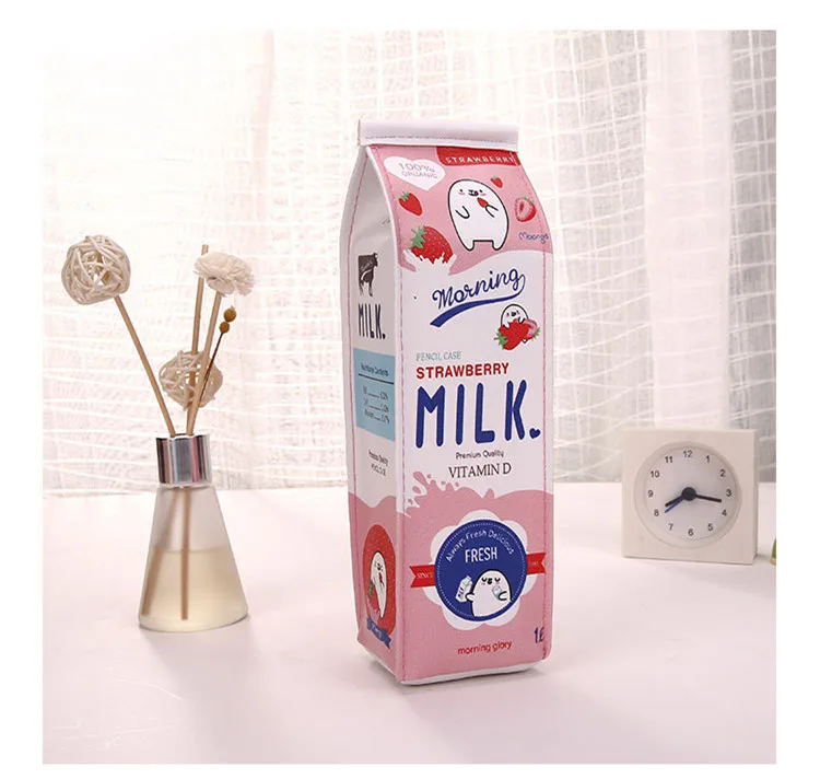 Чехол для карандашей из искусственной кожи с рисунком из мультфильма Morning Milk, органайзер для хранения канцелярских принадлежностей, сумка для школы и офиса Escolar - Цвет: As photo