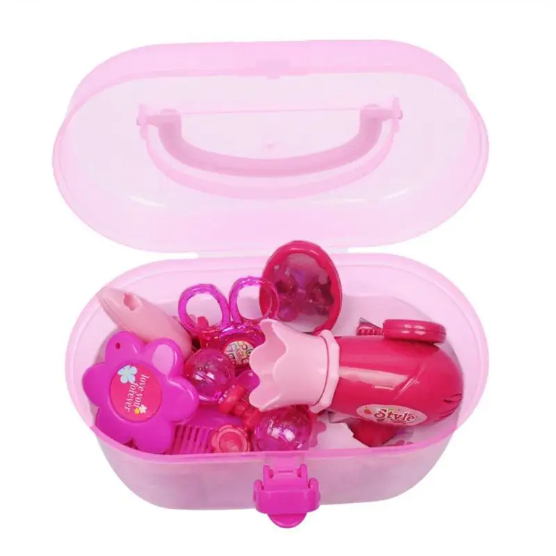 17 шт. ролевые игры моделирование фен Игрушки для девочек гребень макияж туалетный салон красоты игрушки набор подарки для детей подарки на день рождения