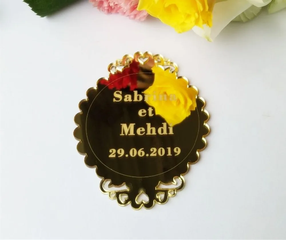 

Wedding Personalized Gifts , Acrylic Mirrored Gold Save the Date Magnet, Acrylic Mirror for Table Settings, Acrylic Mirror Tag