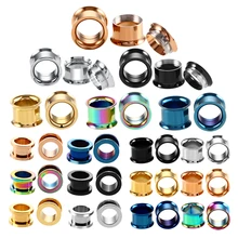 2 шт./лот, стальные пробки для ушей и тоннели, пирсинг для ушей, двойные пробки для ушей, тоннели для ушей, пирсинг для ушей, ювелирные изделия для тела