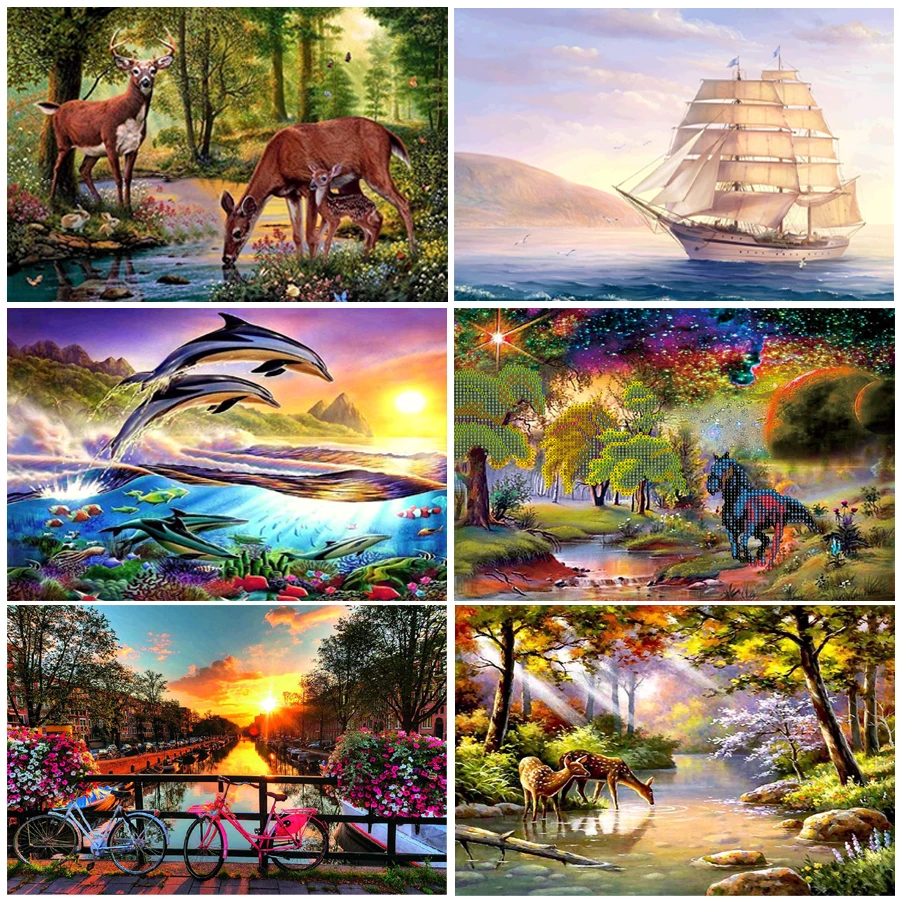 

Home decor wall sticker 3D diy diamond painting cross stitch diamond embroidery mosaic pattern Scenery picture New year gift