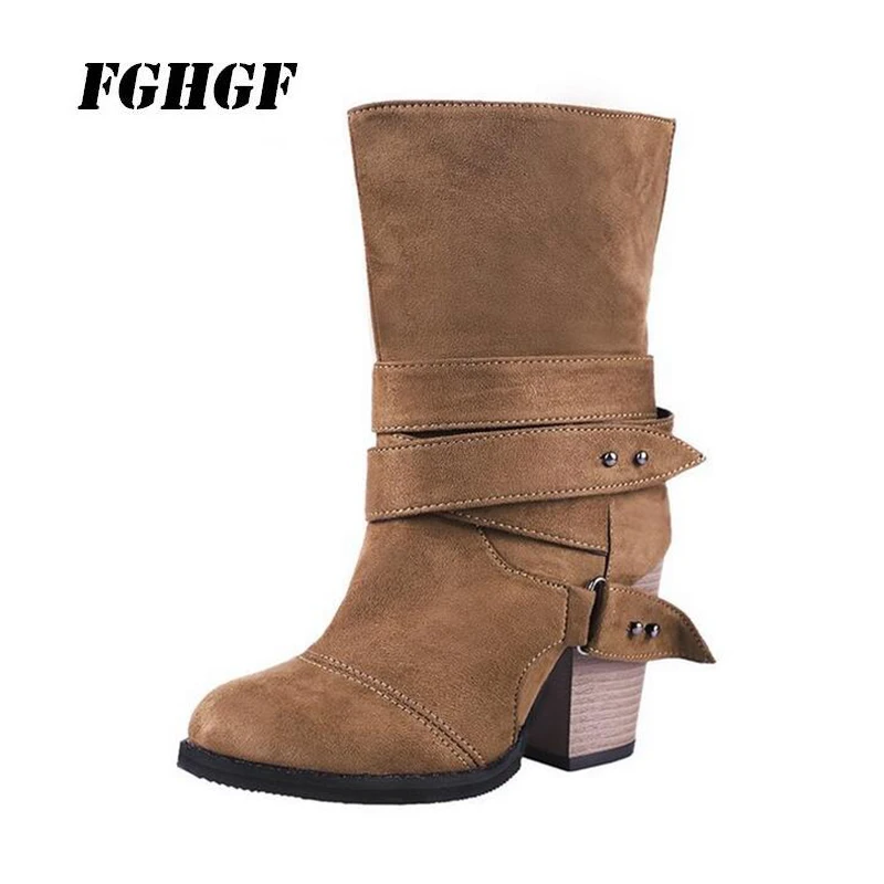 

Oversized high heel Martin boots Autumn and winter 2018 female boots Thick with buckles leisure Female boots 34 to 43 yards