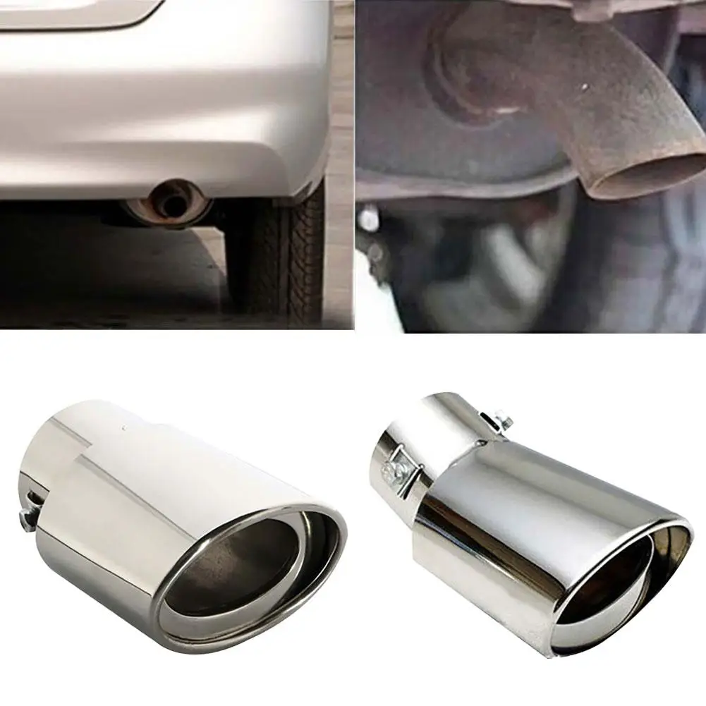 Black Car Exhaust Muffler Pipe Tail Universal 304 Stainless For Truck SUV E