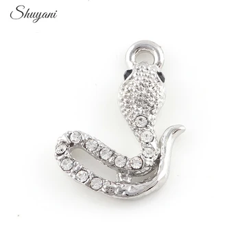 

17*24mm Silver Gold Color Crystal Animal Snake Charm Fit DIY Necklace Bracelet Pendant For Women Authentic Jewelry Gift