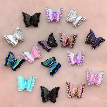 

40pcs 9*11mm butterflies Flat back Resin Rhinestone appliques DIY Wedding scrapbook craft Non Hotfix butterfly Strass