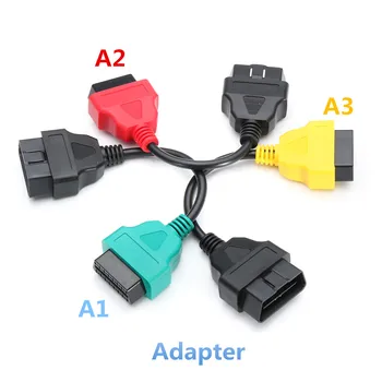 

New 3x A1+A2+A3 16-Pins Car Cable Adapter Connector For Fiat For Alfa Romeo Lancia OBD II 2 Cables Adapters
