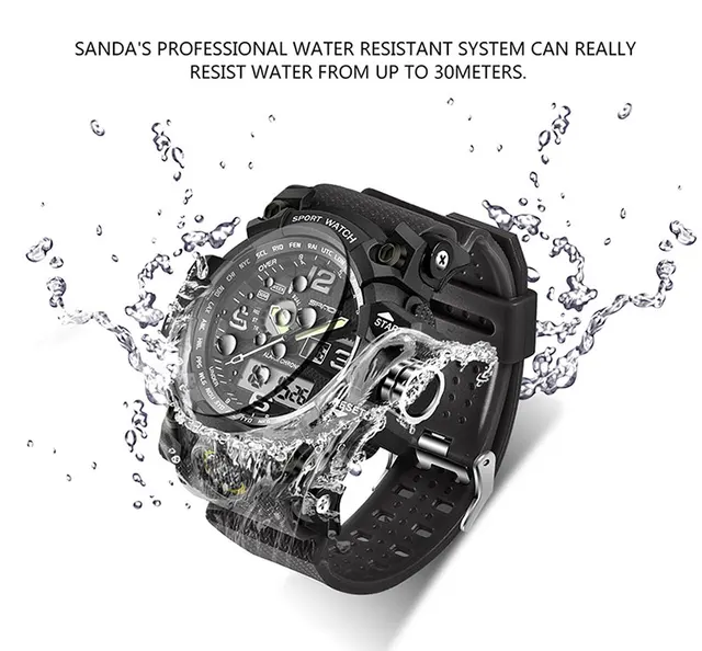SANDA top luxury brand G style mens military sports watch LED digital watch waterproof mens watch Relogio Masculino -