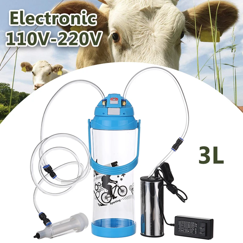 

3L Single Head Electric Milking Machine Portable 0.8 Gal Farm Milk Bottle Vacuum Pump Milker Barrel AC 110V-220V Sheep Goat Cow