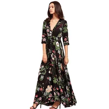 Brand Long Maxi Dress Print Plus Size Sexy Casual Summer Beach Clothes Women Vestidos Render Elegant Robe Boho Party Club Dress