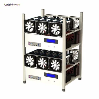 

Kebidumei 1pc With interface 6 GPU Open Air Mining Case Computer ETH Miner Frame Rig 6x Fan & Temp Monitor
