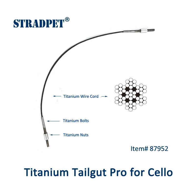 

STRADPET Titanium Tailgut Pro for Cello with Titanium Screws, Flexible/Softer Titanium Tailgut, Cello Accessories