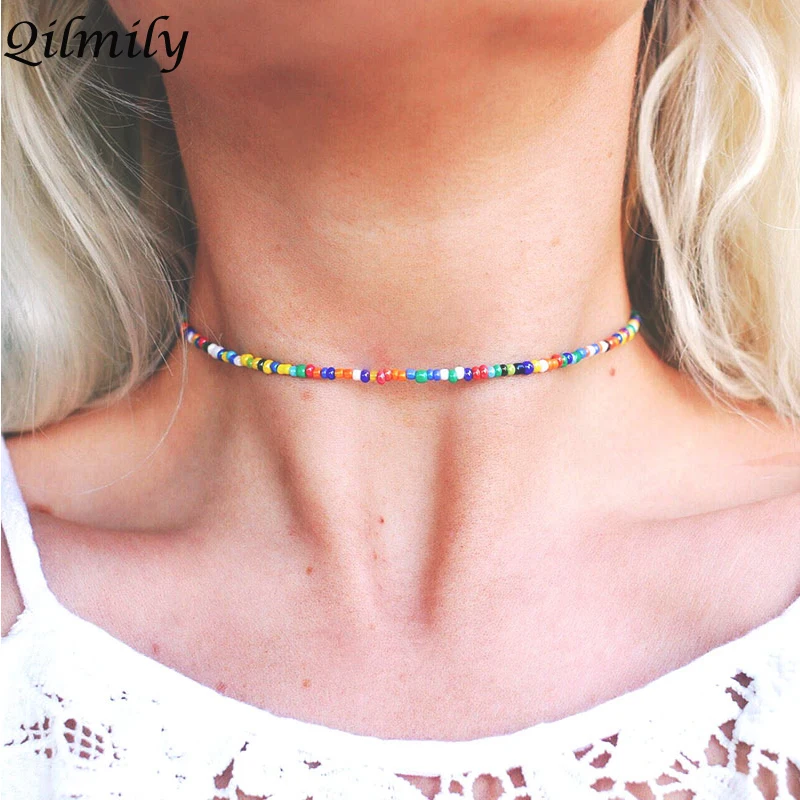 

Multicolor Beads Star Moon Sun Chokers Necklaces for Women Bohemian Colorful Beaded Pendant Jewelry Short Necklace Gifts
