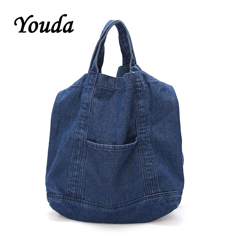 

Youda Fashion Solid Color Denim Women's Shoulder Bag Large Capacity Shopping Tote Personality Style Messenger Bags Handbag
