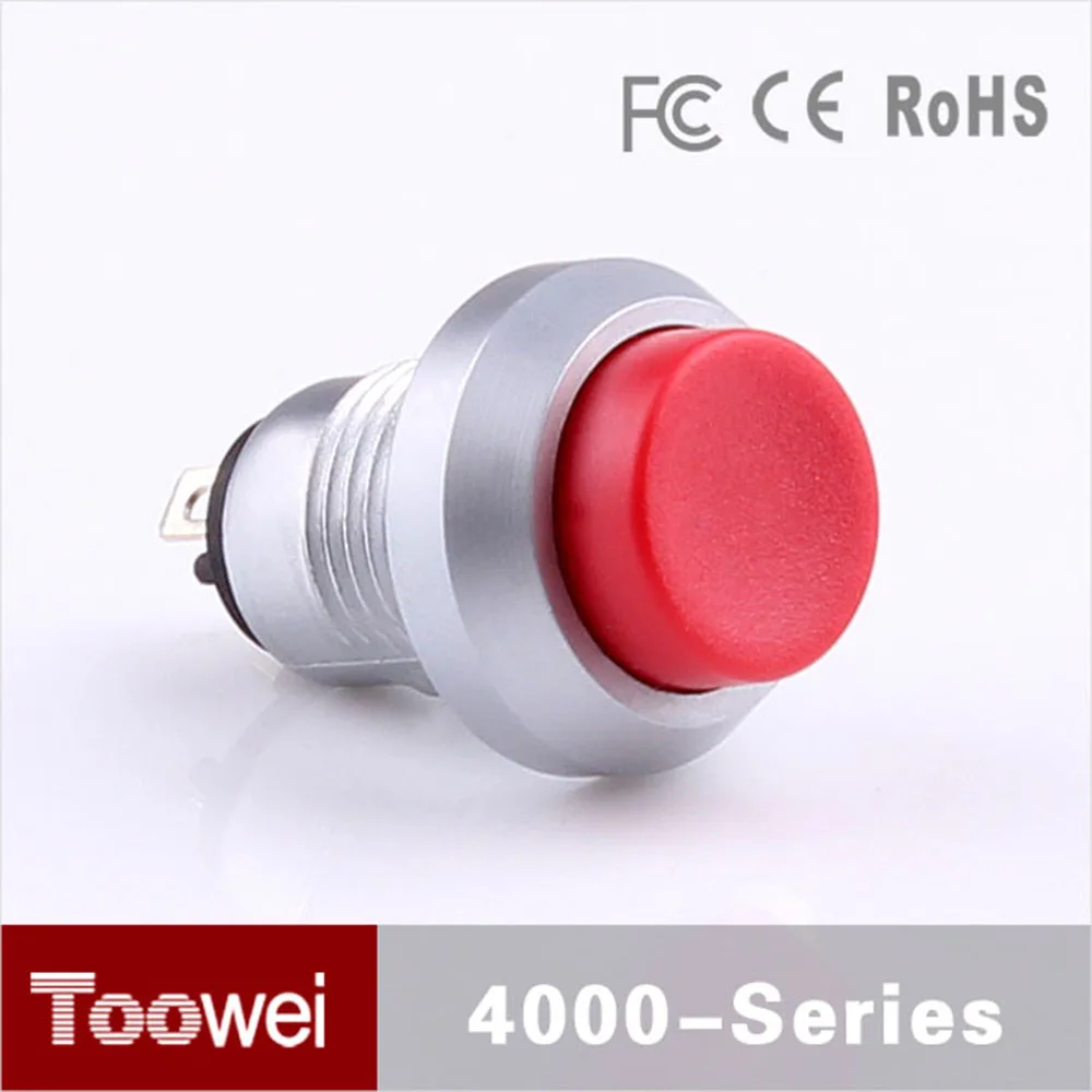 Toowei 10pcs/lot Latching colorful waterproof 12mm the metal push button switch IP67 mini