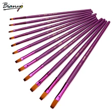 Bianyo 12 шт. плоской головкой акриловая Краски Щетки Акварель Краски состав щетки студенческие дети Краски er Книги по искусству Lover поставки