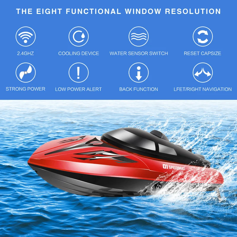 

Original SYMA Q1 RC Boat High Speed Ship 2.4GHz 30km/h with Capsize Reset Function Remote Control Fast Boat Toys for Boy Gift