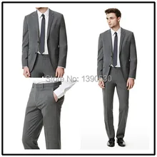 Одежда высшего качества шерсть изготовление под заказ однотонная серая лацкан с тупым углом один Vent две кнопки два piecelatest костюм стили для мужчин