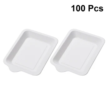 

100pcs Paper Plates Non-toxic Rectangle Disposable Eco-friendly Biodegradable Cake Plates Food Dish Party Supplies Dessert Plate