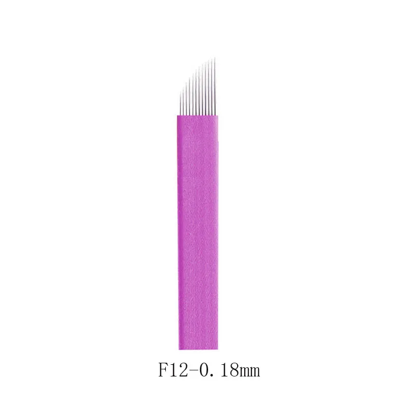 

Purple 0.18mm 50pcs Flex 12/14/16/18Permanent Makeup Needle Manual Eyebrow Tattoo Microblade For Permannet Makeup Pen