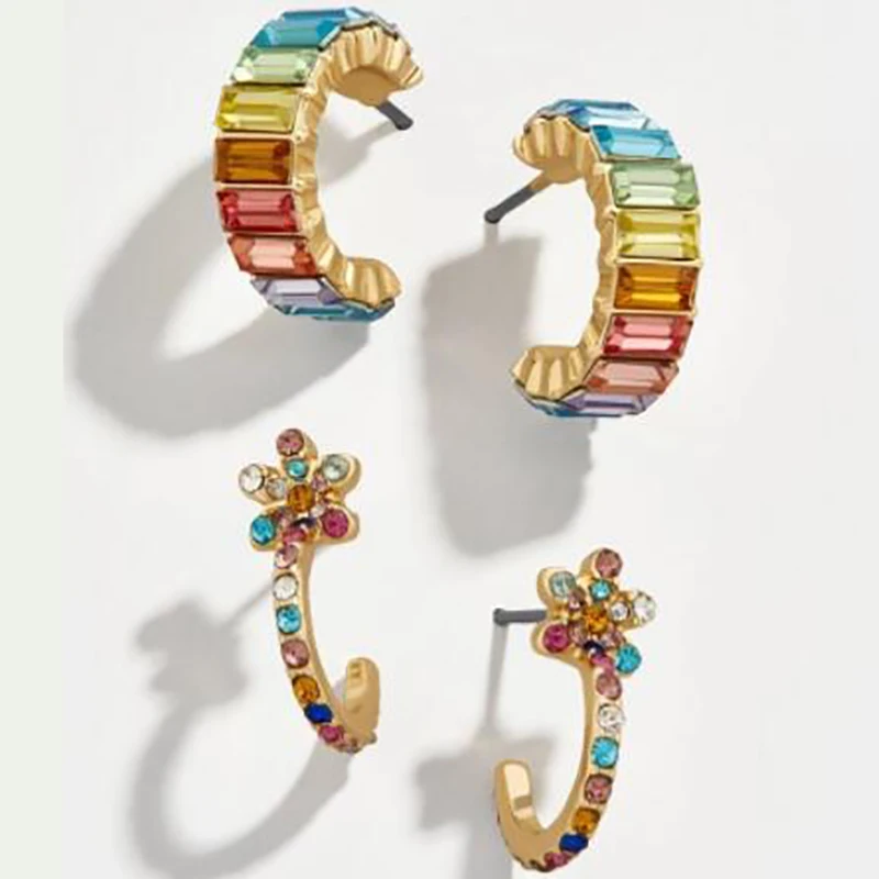 

Best lady Crystal Flower Drop Earrings Women Wedding Trendy Party Gift Girl Colorful Round Statement Earring Jewelry Accesories